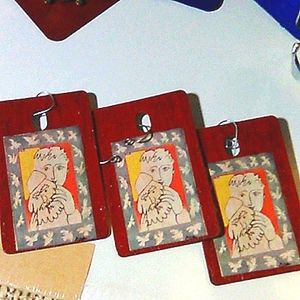 Pablo Picasso Handcrafted 3 Piece Ornament Set! Santa!